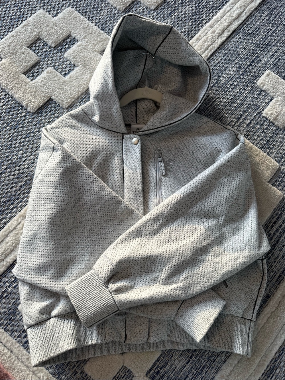Nike Light Gray Tech Pack Hooded Zip-Up Pullover